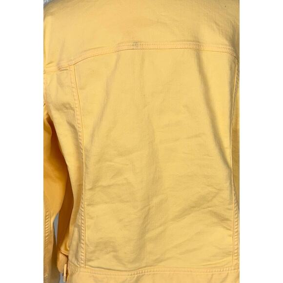 Talbots Plus Size 1X Yellow Button Front Denim Jean Jacket with Stretch - Picture 7 of 8